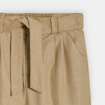 بنطال واسع مزين بالترتر، باللون الرملي للفتيات الصغيرات.